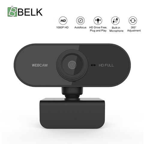 Full HD 1080P Webcam ordinateur PC caméra Web avec Microphone caméras rotatives pour le travail de conférence d'appel vidéo de diffusion en direct ► Photo 1/6