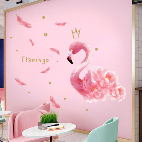 Autocollants muraux en vinyle amovibles, Sticker reine en flamand rose, décoration murale pour la chambre d'une fille ou d'une fille, DIY bricolage ► Photo 1/6