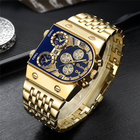 Oulm – montre-bracelet à Quartz pour homme, marque de luxe, en acier inoxydable, couleur or, étanche, style militaire, 2022 ► Photo 1/6