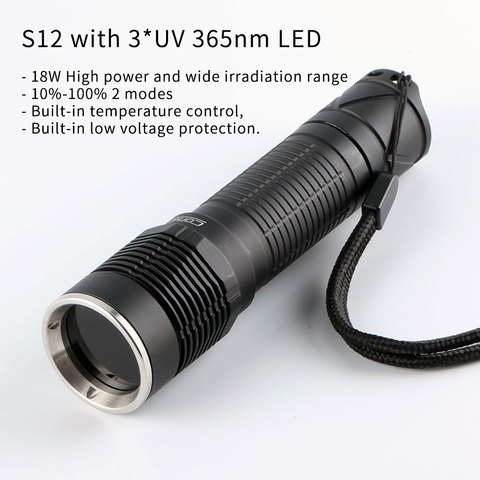 Convoi S12 avec 3 * UV 365nm LED,UVA 21700 Ultraviolette lampe-torche, torche ► Photo 1/5