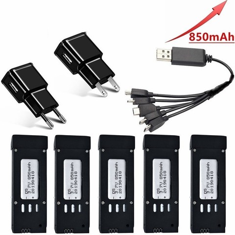 Ensemble de chargeur de batterie Lipo, 5 en 1, 3.7V, 850mAh, pièces de rechange pour quadrirotor E58, JY019, S168, RC, Drone, batterie 5 3.7, pièces/ensembles v ► Photo 1/3