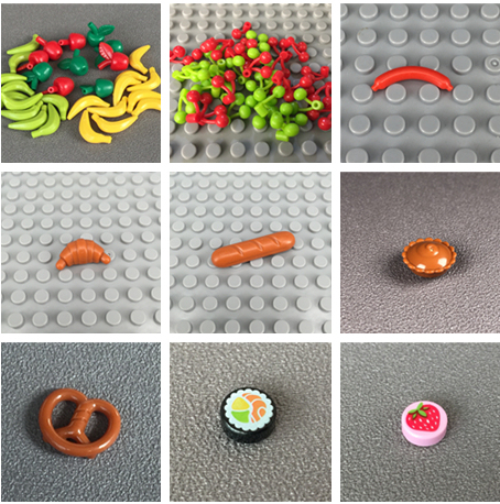 MOC – blocs de construction éducatifs pour enfants, briques, nourriture et fruits, bricolage, champignon, ananas, saucisse, Popsicle, tarte à la pastèque, cerise, jouets, cadeau ► Photo 1/6