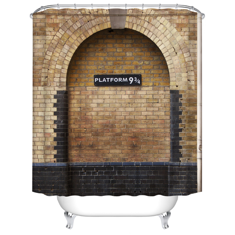 Plateforme 9 et 3/4 à londres's King's Cross Station brun mur Vintage rideau de douche imperméable salle de bain décor rideaux ► Photo 1/4