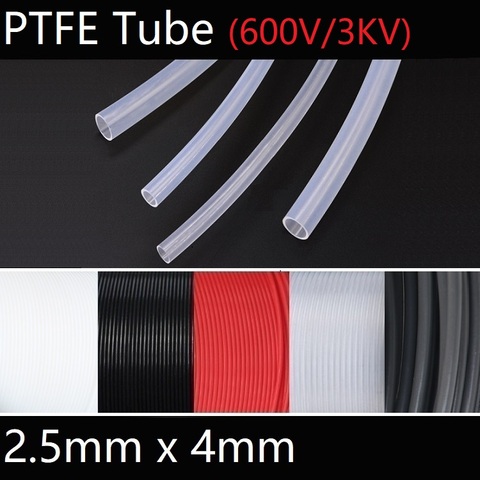 Tube tubulaire isolé en PTFE, Tube isolé, rigide, résistant aux hautes et basses températures, 3kv, diamètre de 2.5mm x 4mm ► Photo 1/6