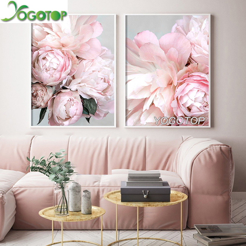 Fleurs 5d bricolage diamant peinture Bloom rose pivoines ensemble de 2 pièces Wall Art mosaïque peinture diamants broderie décor de mariage ML884 ► Photo 1/6