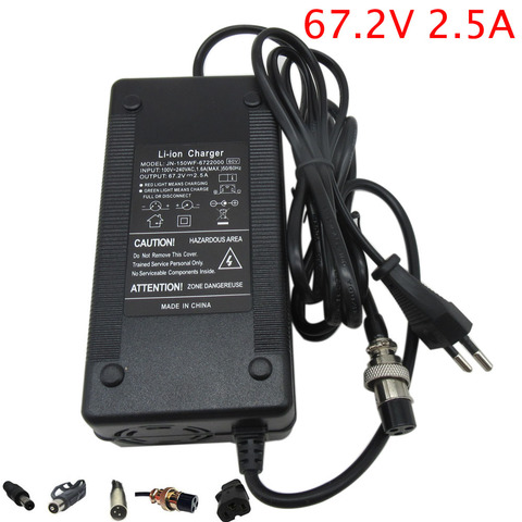 67.2V 2.5A 2A chargeur 60 volts 16S Lithium Li-ion chargeur GX16 3PIN femelle XLR connecteur pour 60 V E vélo vélo Scooter batterie ► Photo 1/6