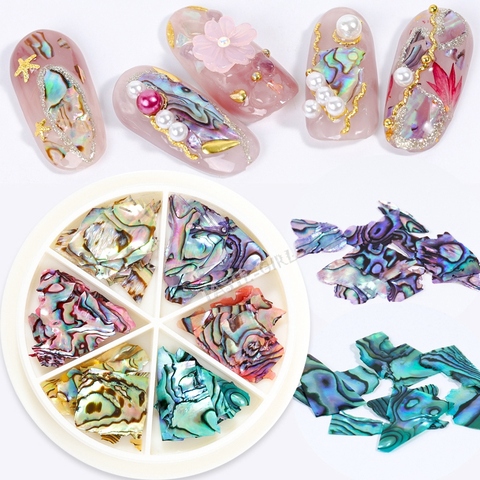 6 couleurs/roue 3D couleur changeante ormeau naturel coquille de mer Fragments Texture Nail Art paillettes décoration tranche bricolage manucure AB ► Photo 1/6