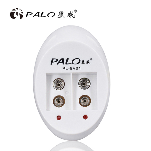 Chargeur PALO C818W Mini chargeur de batterie double jouet pour batterie Lithium Ni-MH ni-cd 9V 6F22 EU/US prise Cargador Portatil ► Photo 1/5