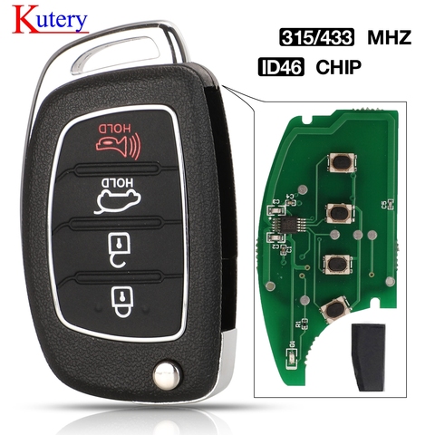 Kutery – clé télécommande à rabat, pour Hyundai Elantra Accent Ix35 IX45 I30 Solaris Tucson I20 Santa Fe, puce ID46 315/433mhz ► Photo 1/6