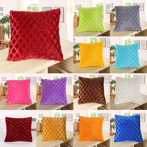 1PC doux velours housse de coussin décoratif taies d'oreiller jeter taie d'oreiller couleur unie en peluche décor à la maison canapé oreiller couvre 43*43cm ► Photo 1/6