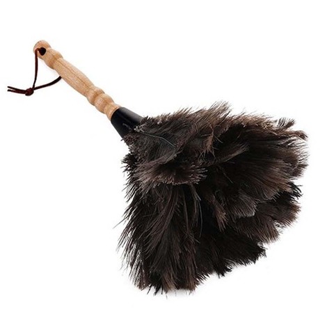 Anti-statique autruche plume fourrure brosse plumeau poussière outil de nettoyage manche en bois ► Photo 1/6