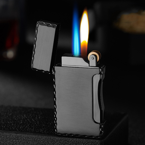 Deux flammes métal briquet torche Turbo briquet gaz briquet cigare allume-cigare accessoires de fumer Gadgets pour hommes ► Photo 1/6