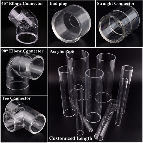 1PC diamètre intérieur 20/25/32mm acrylique tuyau Aquarium réservoir de poissons Joint bouchon d'extrémité PMMA arrosage approvisionnement plexiglas coude té connecteur ► Photo 1/6
