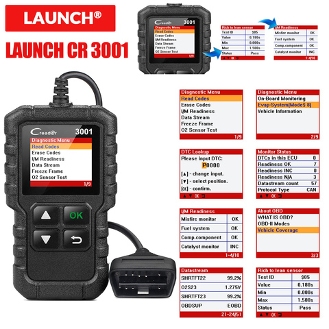 Lancement X431 CR3001 USB mise à jour gratuite OBD2 Scanner de voiture OBD 2 lecteur de Code moteur Creader 3001 outil de Diagnostic automatique PK CR319 ELM 327 ► Photo 1/5