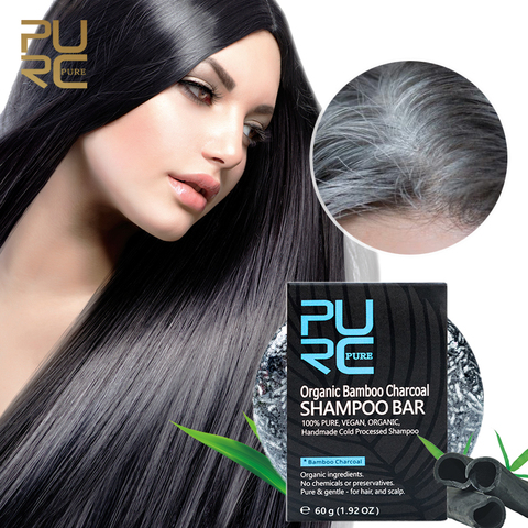 Gris blanc cheveux couleur colorant traitement bambou charbon propre Detox savon barre noir cheveux shampooing brillant cheveux et cuir chevelu traitement 5% ► Photo 1/6