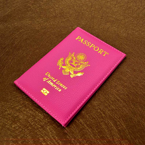 Mignon PU en cuir USA Passeport Couverture Rose Femmes Passeport titulaire Marque Américain Portefeuille Couvre pour Passeports Filles Amérique Passeport ► Photo 1/6