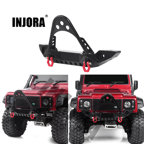 INJORA – pare-chocs avant en métal noir avec éclairage, pour voiture à chenilles 1/10 RC Traxxas TRX-4 Axial SCX10 et SCX10 II 90046 SCX10 III AXI03007 ► Photo 1/5