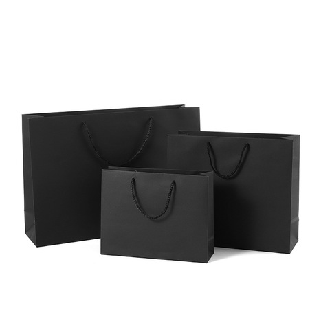 1 pc/lot noir cadeau sacs Kraft emballage poignée papier sac de rangement pour mariage bonbons faveur sac avec poignée cadeau sac avec poignées ► Photo 1/6