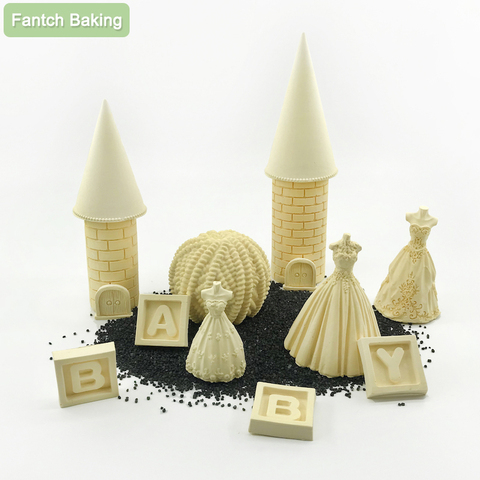 Moule 3D en Silicone pour robe de mariée, tour de château, pour Fondant, décoration de gâteau au chocolat, ustensiles de cuisson, plâtre en résine, bricolage ► Photo 1/6