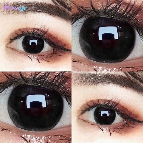 Lentilles de contact de couleur noire grand diamètre des yeux beauté élève Halloween Cosplay mode Contacts lentille de maquillage ► Photo 1/2
