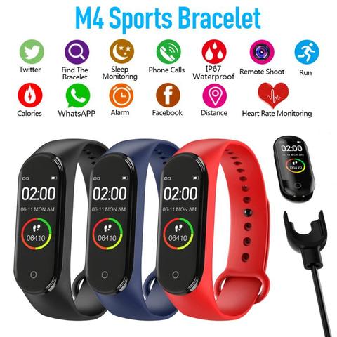 M4 Bracelet intelligent couleur IPS écran bande intelligente Sport Fitness podomètre pression artérielle Bracelet marche pas compteur hommes femmes montre ► Photo 1/6