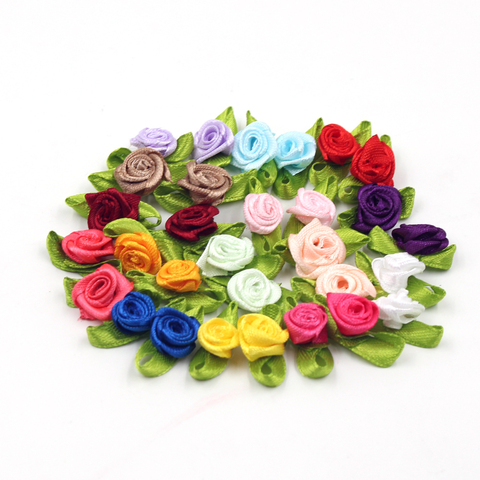 Mini Rosette avec nœud papillon en soie, 50 pièces/lot, ruban pour fête de mariage, décoration gâteau, Scrapbooking, fournitures d'artisanat ► Photo 1/6