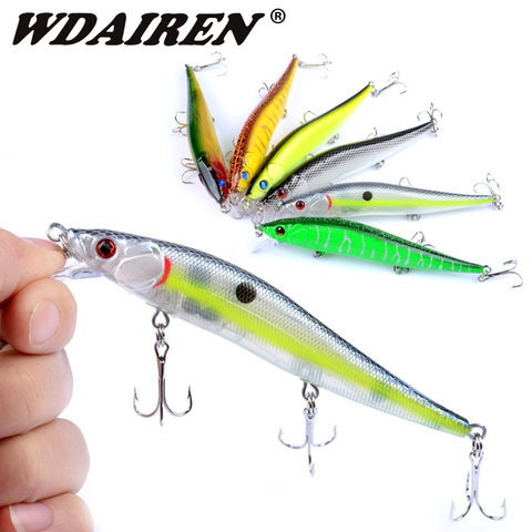 WDAIREN – leurre méné flottant rigide avec yeux 3D, appât artificiel idéal pour la pêche au brochet, à la carpe ou au bar, wobbler, 11.5cm, 13.5g ► Photo 1/6