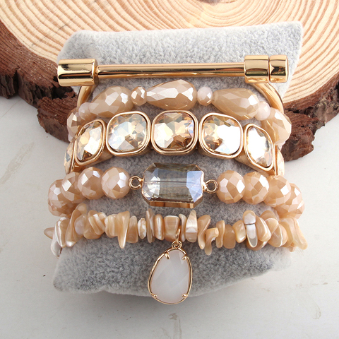 RH-ensemble de Bracelets perlés de styliste, manchette en métal, pierre naturelle, Set de 5 Bracelets et bijoux à la mode ► Photo 1/6