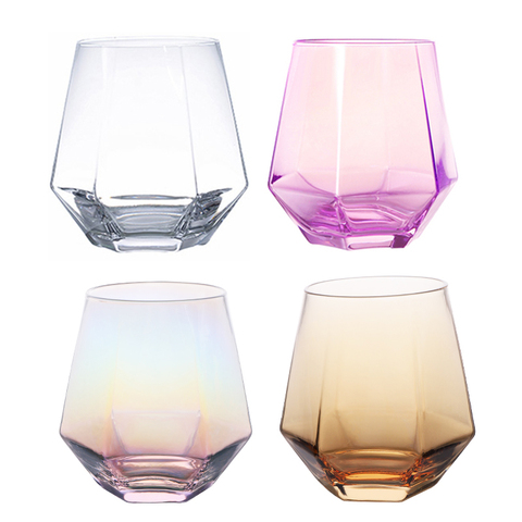 Verre en forme de diamant pour boissons, whisky, eau et jus, verrerie ► Photo 1/6