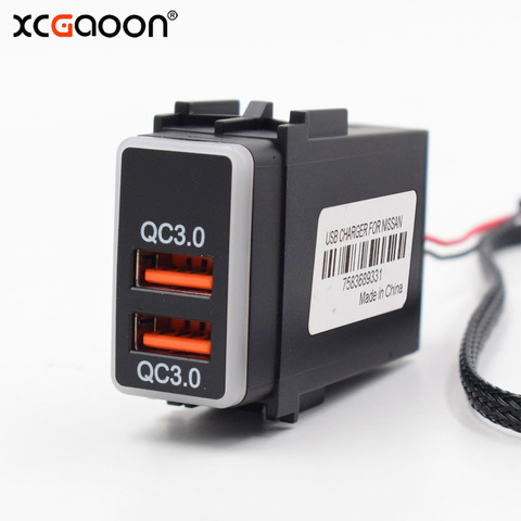 XCGaoon spécial 5V 2.1A & QC3.0 charge rapide 2 USB Interface prise chargeur de voiture adaptateur Plug & Play câble pour NISSAN ► Photo 1/6