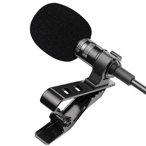 Microphone cravate Lavalier à condensateur, 1.5m, Portable, filaire, pour YouTube, Vlogging, vidéo, ordinateur Portable, PC ► Photo 1/6