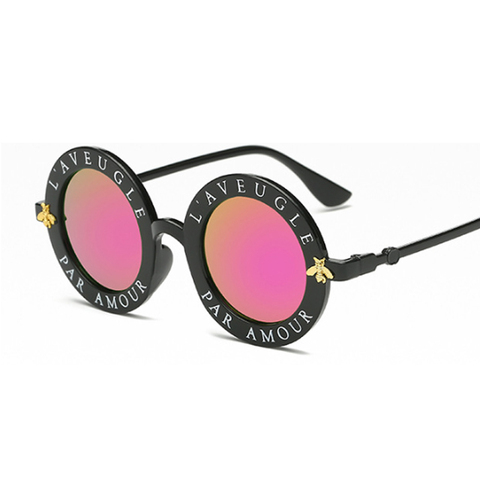 2022 nouvelle mode cadre rond lunettes de soleil femmes Vintage lunettes de soleil femme abeille conception marque concepteur UV400 ► Photo 1/5