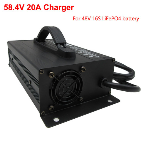 Chargeur de batterie LiFePO4 1200W 48V 20a, 58.4V 20a, LFP, utilisé pour 51.2V 16S, pack de batteries de chariot de golf, de vélo électrique ► Photo 1/6