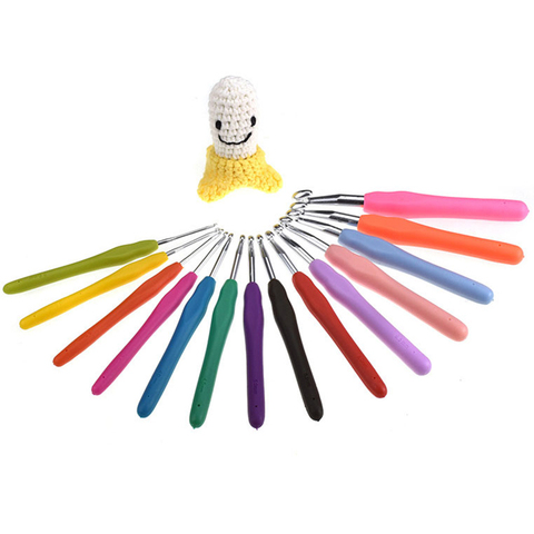 Aiguille à tricoter multicolore pour bricolage, poignée ergonomique, Crochet, poignée en Silicone souple, tissage de fil, outils d'artisanat, 1 pièce ► Photo 1/6