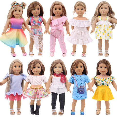 Vêtements de poupée pour filles, 2 pièces, pyjama licorne chaton, américain et 43 Cm, jouet pour filles, nouveau-né russie ► Photo 1/6