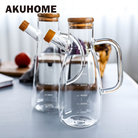 Pots d'huile en verre Transparent résistant à la chaleur en verre Borosilicate haute Kkitchen fournit des bouteilles d'assaisonnement bouteilles de vinaigre de Sauce soja ► Photo 1/5