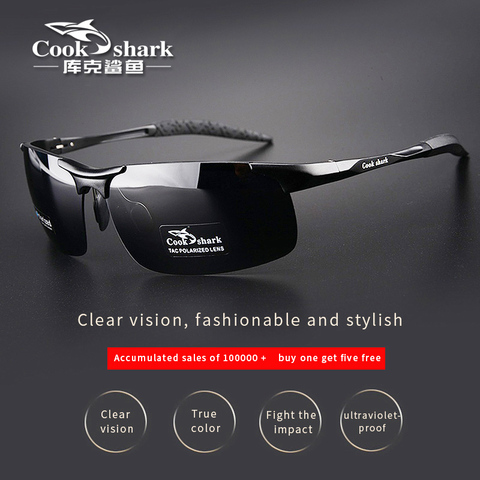 Cook requin nouveau aluminium magnésium lunettes de soleil hommes lunettes de soleil HD polarisées conduite pilotes couleur lunettes marée ► Photo 1/6