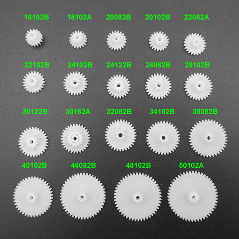 19 pièces, 0.5 module 0.5 M Double engrenage réduction d'engrenages, Double engrenage, ouverture 1.95mm 2A 2.05mm 2B raccord serré/lâche axe 2mm ► Photo 1/6