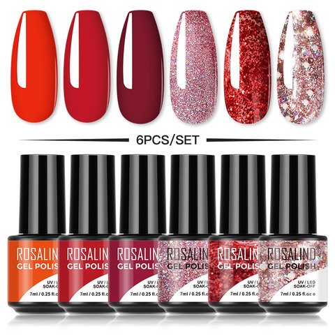 ROSALIND 4/6 pièces Gel ensemble de vernis pour manucure tremper hors lampe UV hybride vernis ensemble de vernis ► Photo 1/6