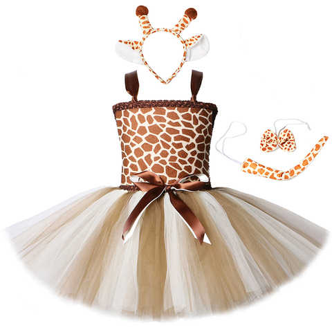 Robe girafe pour filles, ensemble Costumes d'halloween pour enfants, robe Tutu de noël de dessin animé d'animaux ► Photo 1/6