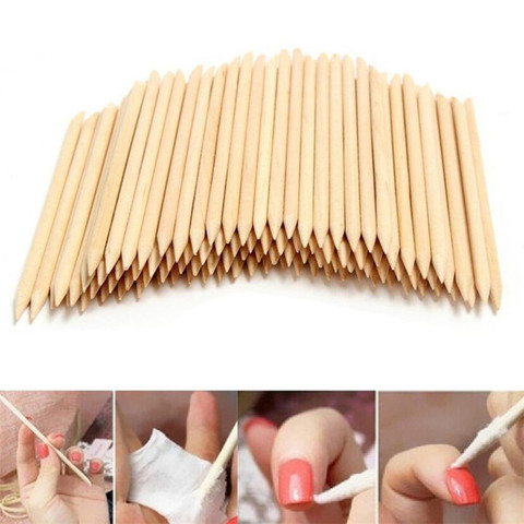 Bâtonnets repousse cuticules en bois Orange, 50 / 100 pièces, pour manucure et pédicure, outil professionnel pour Nail Art ► Photo 1/6