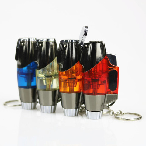 Briquet à Jet Butane Compact, torche coupe-vent, tuyau Turbo LED, porte-clés 1300 C sans gaz ► Photo 1/6