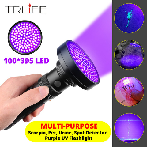 Lampe torche à lumière noire UV et ultraviolette, Zoom 395nm, lampe à main, détecteur de taches d'urine animale, chasse au Scorpion ► Photo 1/6