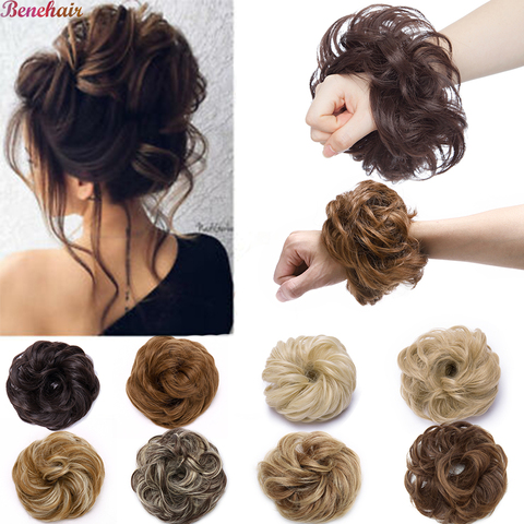 BENEHAIR Chignon en désordre Scrunchy cheveux Chignon faux cheveux synthétiques femmes Chignon élastique bandeau cheveux postiches pour femmes beignet Chignon ► Photo 1/6