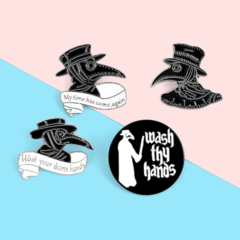 Docteur de la peste Émail Épinglettes Lavez-vous Les Mains Broches Insignes Sac À Dos Mode Broches Cadeaux pour les Amis En Gros Bijoux ► Photo 1/6