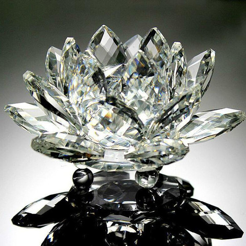 Fleur de Lotus en cristal feng shui, Figurines décoratives pour fête de mariage pour la maison, cadeau Souvenir, 60mm-200mm ► Photo 1/2