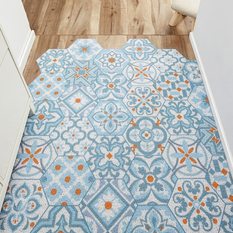 Tapis de sol, pour porte d'entrée en PVC, résistant aux taches, pour maison, avec boucle en soie, anti-bactéries ► Photo 1/6