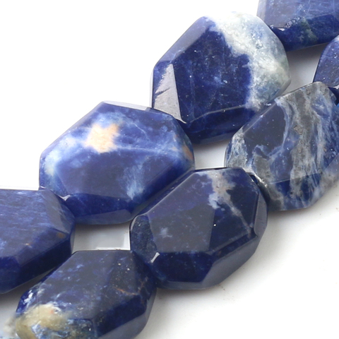 Pierres précieuses naturelles de qualité AAA +, Sodalite bleue, perles plates carrées de 10x20mm pour la fabrication de bijoux, Bracelet et collier à faire soi-même, vente en gros ► Photo 1/5