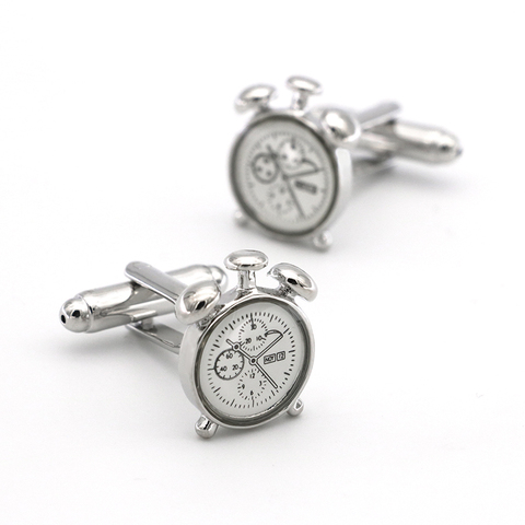 Boutons de manchette pour hommes, livraison gratuite, Design d'horloge, couleur blanche, boutons de manchette en cuivre de qualité, vente en gros et en détail ► Photo 1/5