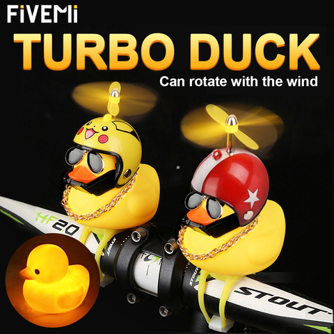 Lumière de vélo dessin animé petit jaune canard casque lampe frontale brillant canard vélo avertissement cloches guidon vélo accessoires ► Photo 1/6